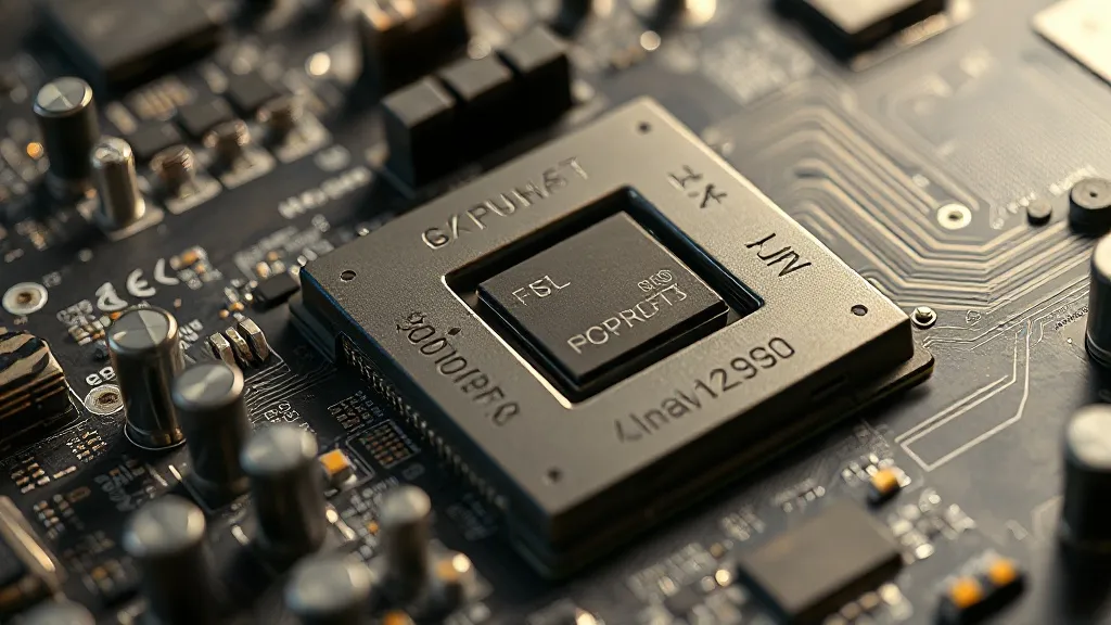 Macro photography of a high-performance GPU circuit board, t