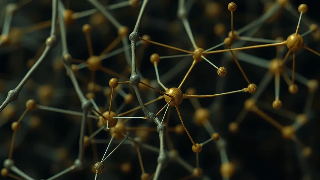 Microscopic view of technical neural node structure, complex